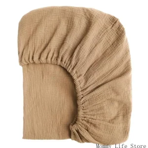 Couverture de bassinette en coton gaufré confortable ajustée maternité bébé design moderne beige