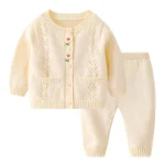 Ensemble cardigan et pantalon fille 13 ans automne hiver tissu doux motifs floraux style vintage bébé confortable sécurité