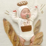 Nouveauné bébé body thème pain vêtements fille garçon coton bio mode enfant confortable sécurité bébé