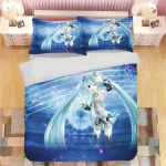 Housse de couette Hatsune Miku ensemble literie adolescente design anime 100% polyester confortable chambre enfant collection moderne lit ado