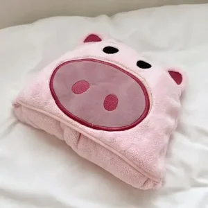 Coussin housse tête cochon design enfant chambre rose tissu doux décor mignon peluche accessoire confort bébé