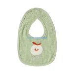 Bavoirs bébé en coton unisexes dentition réglables brodés pastel vert pâle