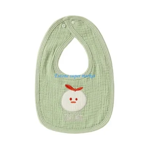 Bavoirs bébé en coton unisexes dentition réglables brodés pastel vert pâle Bavoirs bébé en coton unisexes dentition réglables brodés pastel vert pâle