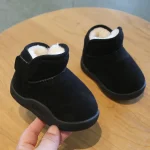 Bottines hiver enfants adam en suédé noir faux fourrure blanche scratch antiglisse 13 ans cosy modernes