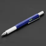 Stylo multifonction 7 en 1 outil portable moderne règle technique tournevis stylet tactile niveau à bulle bleu