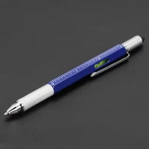 Stylo multifonction 7 en 1 outil portable moderne règle technique tournevis stylet tactile niveau à bulle bleu