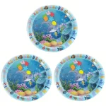 Tapis de jeu d&rsquo;eau rond en PVC pour bébé grande surface sécuritaire 3 pièces bleu facile à nettoyer durable adapté 02 ans