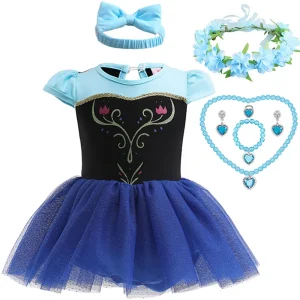 Costume princesse Disney pour filles robe bleue avec accessoires tulle scintillant coton et polyester parfait pour fêtes et jeu de rôle Costume princesse Disney pour filles robe bleue avec accessoires tulle scintillant coton et polyester parfait pour fêtes et jeu de rôle