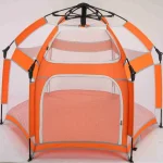 Enclos pour animaux de compagnie tente de jeu intérieure et extérieure portable sécurisé filet transparent coloris orange idéal pour chiens chats et petits animaux