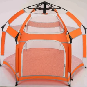 Enclos pour animaux de compagnie tente de jeu intérieure et extérieure portable sécurisé filet transparent coloris orange idéal pour chiens chats et petits animaux