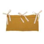 Sac de rangement pour berceau bébé double pochette coton organisateur tête de lit nouveauné sac jouets couche literie enfants jaune