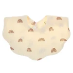 Bavoir d&rsquo;alimentation en forme de vague pour bébé écharpe en tissu pour roter en pur coton doux absorbant serviette de salive tablier respirant pour cadeaux  Beige arcenciel