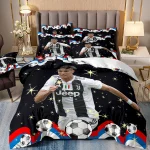 Ensemble de literie étoiles de football Cristiano Ronaldo housse de couette taies d&rsquo;oreiller design sportif moderne chambre enfant adolescentadolescent