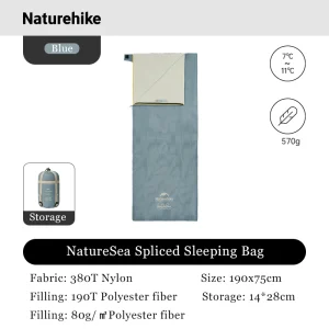 Naturehike sac de couchage extérieur ultraléger 380T nylon 190x75cm 3 saisons camping randonnée portabilité confort imperméable Naturehike sac de couchage extérieur ultraléger 380T nylon 190x75cm 3 saisons camping randonnée portabilité confort imperméable