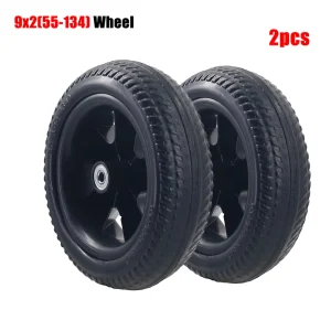 Roues pour tricycle enfants 9×2 cm 2 pièces noires haute qualité facile à installerusage bébé brouette ou accessoire poussette