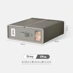 Organisateur de rangement boîte de stockage avec tiroir fenêtre transparente couleur grise 38x32x11.5cm tissu durable facile à entretenir idéal pour linge ou accessoires bébé