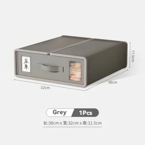 Organisateur de rangement boîte de stockage avec tiroir fenêtre transparente couleur grise 38x32x11.5cm tissu durable facile à entretenir idéal pour linge ou accessoires bébé