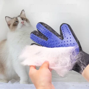 Gant de toilettage silicone pour animaux brosse démêlage chat chien massage détente poils morts peau saine confort usage