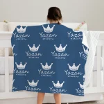 Couverture personnalisée bébé Yazan literie chambre cadeau anniversaire design fleur couronne matériau doux bébé 024 mois