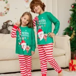 Pyjama Noel enfants Père Noël rennes couple rayures coton famille cadeau Noel 2023