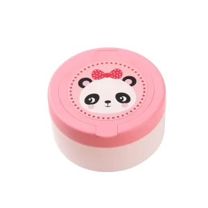 Contenant poudre bébé portable avec houppette intégrée design panda rose solution stockage pratique et sécurisée pour cosmétique nouveauné