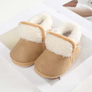 Bottes d&rsquo;hiver pour bébé nouveauné enfant doux chaud semelle souple antidérapante premiers pas confort style moderne beige et blanc