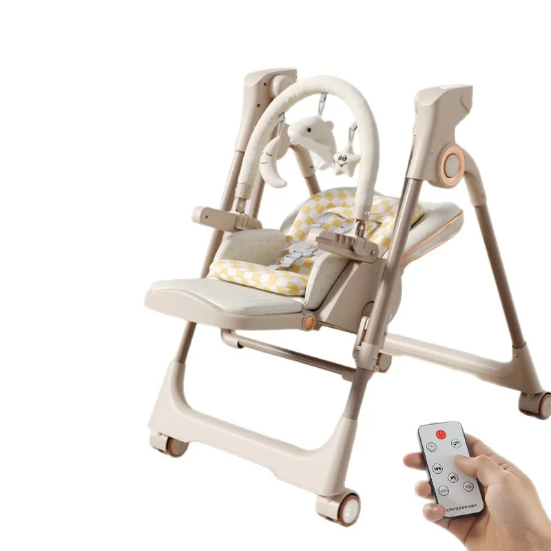Chaise haute bébé 2 en 1 à bascule électrique multifonctionnelle chaise haute bébé usage domestique chaise d’alimentation infantile chaise à bascule bébé