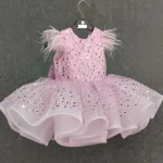 Robe princesse pour filles robe de soirée élégante style princesse manches plumetis sequins rose pâle occasions spéciales 46 ans tenue festive