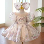Robe de soirée en dentelle pour enfants robe de Demoiselle d&rsquo;honneur robe de bal fille robe de luxe pour enfants fête d&rsquo;anniversaire mariage filles de 3 à 14 ans 2022