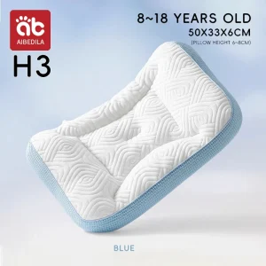 AIBEDILA  Oreiller de protection du cou pour enfants ergonomique respirant doux 50x33cm bleu clair 818 ans