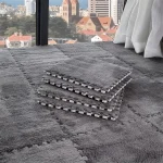 Tapis de jeu bébé en mousse EVA 16 pièces tapis Patchwork interlocking adapté chambre salon zone de jeu gris