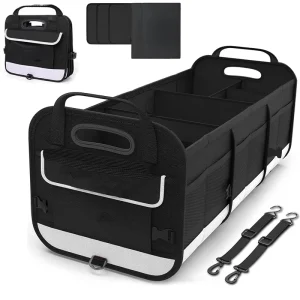 Organisateur coffre voiture grande capacité 95 L antidérapant sangles rétractables rangement sécurisé tissu durable style moderne Organisateur coffre voiture grande capacité 95 L antidérapant sangles rétractables rangement sécurisé tissu durable style moderne
