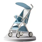 Poussette Ultralégère à Quatre Roues pour Bébé Pliable Design Moderne Étanche Bébé 03 Ans Poussette de Station Sapphire Blue
