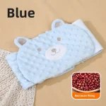 Coussin de réchauffement pour bébé soulagement des gaz colique tissu doux design ours hypoallergénique 02 ans bleu clair