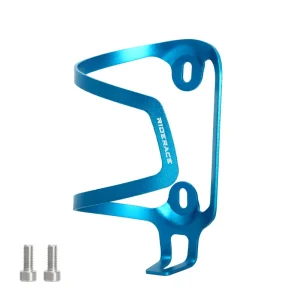 Support de bouteille pour vélo en aluminium anodisé Riderace bleu vif montage facile portable design sportif durable accessoires inclus sécurité optimale usage route et VTT
