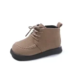 Bottes pour Enfant Design Rétro Style Britannique Collection AutomneHiver Chaussures Plates en Suede Confortable et Élégante pour Bébé Fille
