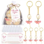 Ensemble cadeau retour invités bébé 10 porteclés danseuse ballerine 10 sacs organza blanc étiquettes remerciement set faveur anniversaire baby shower