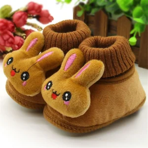 Chaussons d&rsquo;intérieur pour enfant doux et confortables design lapin mignon facile à enfiler idéal pour la maison 04 ans