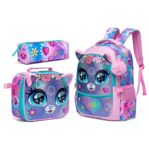Sacs à dos animaux mignons pour filles sac d’école avec boîte à déjeuner et trousse à crayons idéal pour écolières primaire et préscolaire Sacs à dos animaux mignons pour filles sac d’école avec boîte à déjeuner et trousse à crayons idéal pour écolières primaire et préscolaire