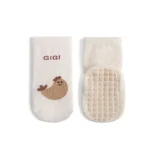 Chaussettes antidérapantes bébé chaussettes intérieures confortables design oiseau mignon coton respirant antiglisse 03 ans blanc