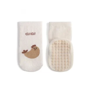 Chaussettes antidérapantes bébé chaussettes intérieures confortables design oiseau mignon coton respirant antiglisse 03 ans blanc