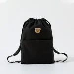 Sac à dos à cordon pour bébé style moderne avec motif ours noir grande capacité idéal pour maman et portage bébé