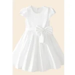 Robe élégante pour enfants occasion formelle mariage baptême robe blanche nœud satin style classique vêtement luxe pour filles et garçons