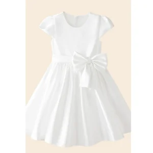 Robe élégante pour enfants occasion formelle mariage baptême robe blanche nœud satin style classique vêtement luxe pour filles et garçons