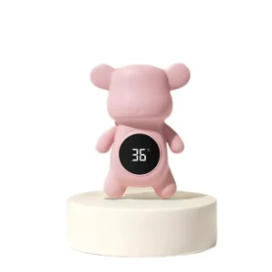 Thermomètre bébé électronique design mignon mesure température corps silicone doux écran numérique noir style enfant couleur rose sécurité poussette accessoire