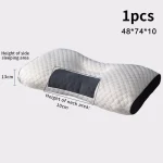 Oreiller cervical ergonomique Fiber de soja pour soutien du cou douleurs cervicales sommeil confortable style moderne dimensions 48x74x10cm