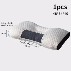 Oreiller cervical ergonomique Fiber de soja pour soutien du cou douleurs cervicales sommeil confortable style moderne dimensions 48x74x10cm