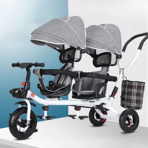 Poussette double tandem confortable design moderne sécurité renforcée idéale pour deux enfants en promenade style élégant matériaux durables protection contre le soleil rangement pratique
