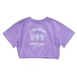 Vêtements assortis maman et fille, T-shirt à manches courtes avec lettres de lapin Mp de dessin animé japonais, haut court d&rsquo;été pour fille douce – purple