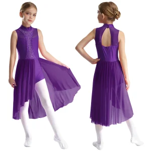 Robe de danse classique pour enfant robe de ballet fille tissu extensible style élégant liberté de mouvement robe asymétrique couleur violet robe de performance pour danseuse qualité premium idéale pour les cours et les spectacles Robe de danse classique pour enfant robe de ballet fille tissu extensible style élégant liberté de mouvement robe asymétrique couleur violet robe de performance pour danseuse qualité premium idéale pour les cours et les spectacles